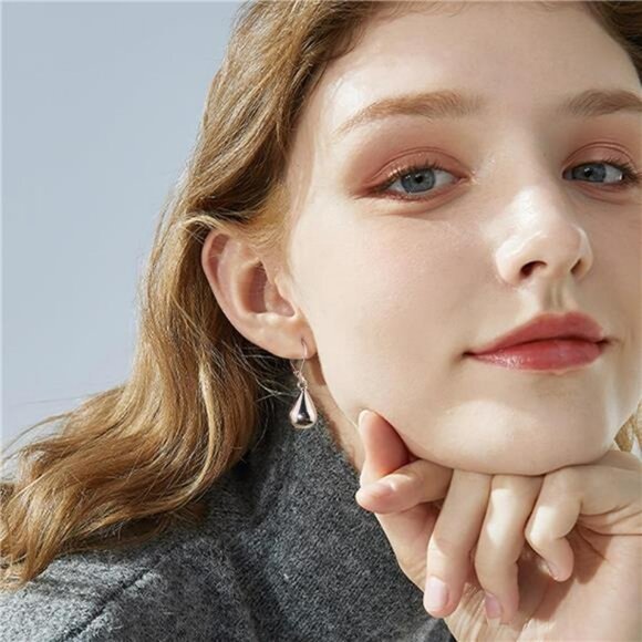 Sterling Silver Teardrop Dangle Earrings Leverback Hypoallergenic Jewelry - Picture 2 of 7